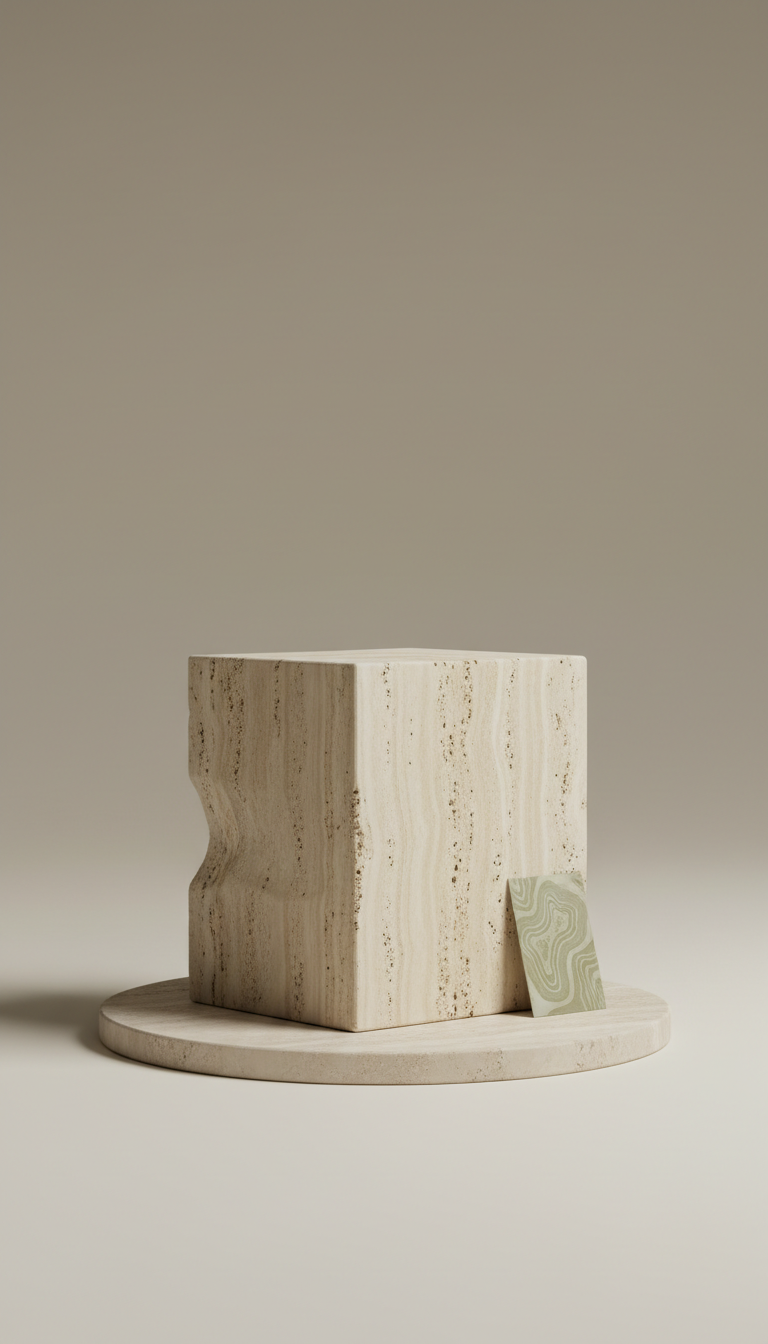 Table d’appoint minimaliste en travertin